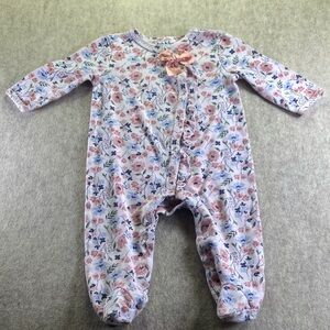 Nicole Miller Pink Floral Kids Footie One Piece Size 6-9 Months